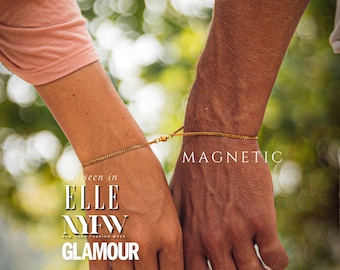 MAGNETIC bracelets for couples,Real Gold couples jewelry set,Husband and wife bracelet set,matching couples bracelets couples matching heart