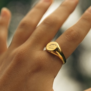 Unique handwriting ring best Father's day gift for dad - Actual handwriting signet ring personalized gift - Drawing ring accessories