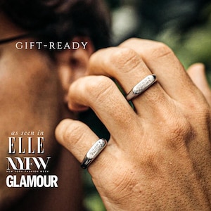 Anillo de coordenadas personalizado, anillo de oro para hombre, anillo de promesa para novio, anillo personalizado para hombre, anillo grabado, anillo de aniversario para él. imagen 1