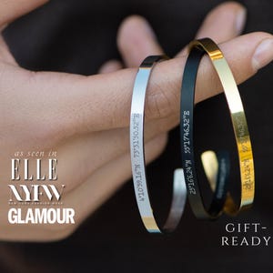 Bracciale con messaggio scritto a mano personalizzato per uomo, bracciale rigido - coordinate, data, bracciale con incisione del testo - braccialetto personalizzato da uomo nascosto