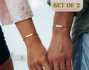 Passende Armbänder für Paare, personalisierter Schmuck für Paare, benutzerdefinierte Paar Armbänder Set, Geschenk für Paare, Armband mit gravierten Koordinaten