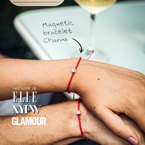 Matching string couples bracelets set - MAGNETIC bracelets for couples- Long distance relationship bracelets for him - BF deployment gift
