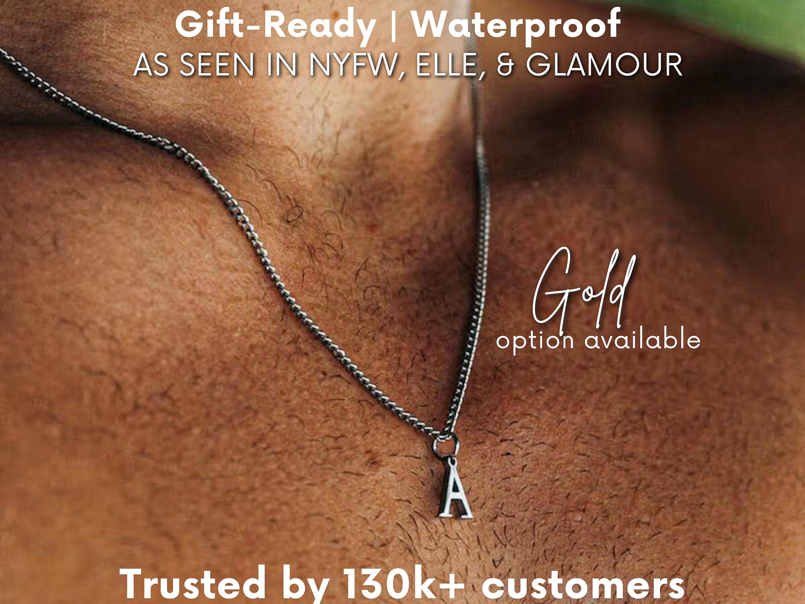 Real Gold/  Silver Custom Mens Necklace - Fiance Initialed Necklace,Mens Initial Necklace, Men's Custom Gifts Him,BF Anniversary gift