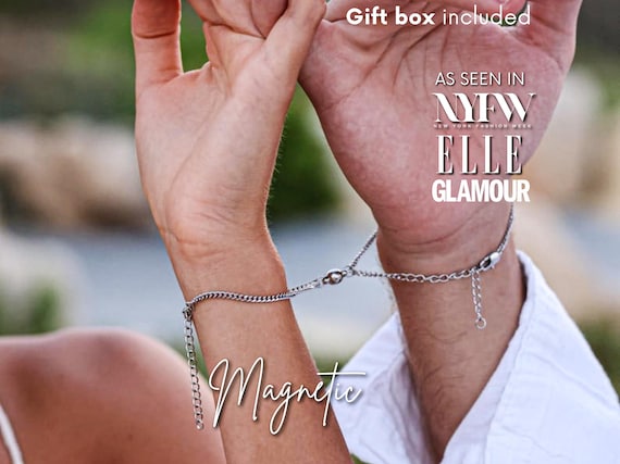 Magnetische paar armbanden koning & koningin kroon relatie hart afstand attractie armbanden zijn en haar bijpassende armband met kralen cadeau voor vriend vriendin vrouwen mannen geliefden, Steen