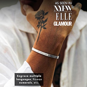 Bracciale rigido personalizzato con incisione per uomo - Bracciale personalizzato con numeri romani, nome, iniziale, coordinate, messaggio nascosto, regalo per fidanzato