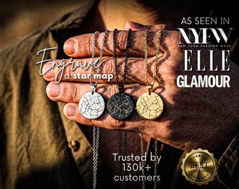 Collier carte étoile personnalisé - date ciel nocturne mariage étoile carte homme anniversaire étoile carte date bijoux, bf, carte personnalisée là où tout a commencé