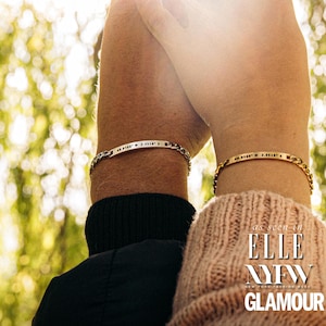 18k Matching Couples Bracelets Engraved Name,Coordinate,Date Engraved matching Bracelets for Couple-His & Hers Bracelets,Custom Jewelry Gift