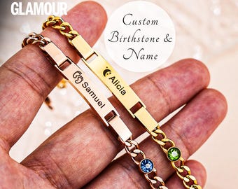 Bracelet de pierres de naissance en or 18 carats pour enfants et adultes - Bracelet de pierres de naissance mère fille en or rose Bracelet de pierres de naissance pour enfants Pierre de naissance personnalisée