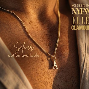 Stainless Steel Custom Mens Necklace- Waterproof Mens Initial Necklace for Mens Jewelry,Letter Necklace for Men Initial Chain for Boyfriend