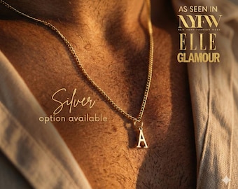 Stainless Steel Custom Mens Necklace- Waterproof Mens Initial Necklace for Mens Jewelry,Letter Necklace for Men Initial Chain for Boyfriend