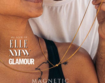 Collares magnéticos de oro auténtico para parejas, collares a juego para parejas, para novios, novias y parejas a distancia.