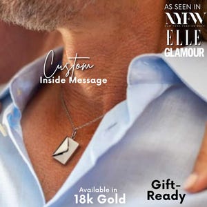 Collar de sobre personalizado con mensaje secreto: collar con letras para hombre, regalo de aniversario para él, collar con medallón para novio, Día del Padre