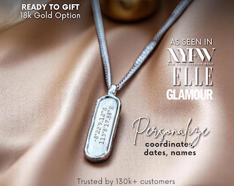 Couples Necklace Set Of 2, Personalized Anniversary Gift, Engraved Matching Couples Jewelry, His and Hers Gift for Couple, Military Collier
