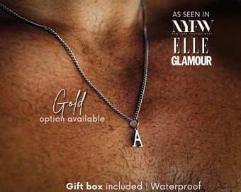 Custom Mens Necklace,Mens Initial Necklace for Men Custom Mens Jewelry,Letter Necklace for Men Chain for Boyfriend Birthday Gift for him dad