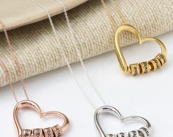 Collier prénom pour enfants en or 14 carats, collier mère 3 enfants, collier mère pour 2 enfants, collier maman avec date de naissance enfants, collier prénoms petits-enfants