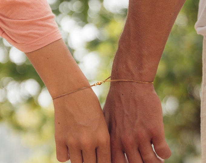 Ensemble de bracelets pour couple, 2 bracelets magnétiques assortis, bijoux pour couple, bracelet de l'amitié, bijoux artisanaux pour elle et lui, manchette personnalisée