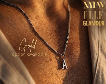 Custom Mens Necklace,Mens Initial Necklace for Men Custom Mens Jewelry,Letter Necklace for Men Chain for Boyfriend Birthday Gift for him dad