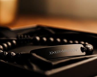 Pulsera Lava para hombre - Pulsera personalizada para hombre, pulsera grabada para papá, pulsera para novio a distancia, pulsera Escorpio para hombre