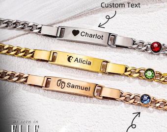 Bracelet de pierres de naissance en or 18 carats - Bracelet de pierres de naissance de novembre - Bracelet de pierres de naissance pour couple - Pierre de naissance coeur, bracelet de pierres de naissance mère fille