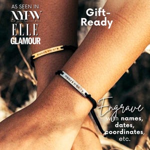 Custom Couples Bracelet, Engraved Couples Rope Bracelet, Personalized Matching Bracelet Knotted Cord Bracelets, His and Hers Bracelet bf gf