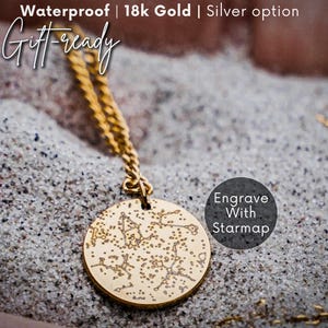Collana con mappa stellare in oro, regalo per il primo anniversario di matrimonio della fidanzata, regalo per la mamma della ragazza, regalo personalizzato per lei, cielo notturno