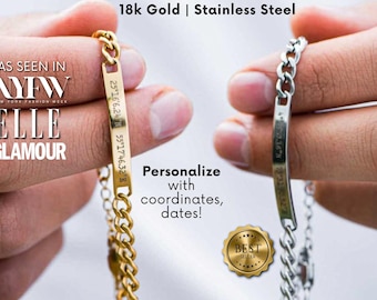 Custom Name, Date, Initial, coordinates mens engraved bracelet - promise bracelet for him, Custom mens bracelet, mens personalized bracelet