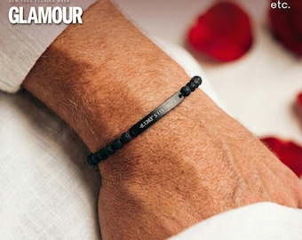 Bracelet homme Lava personnalisé avec prénom, date ou coordonnées - Bracelet homme personnalisé Bracelet homme, bijoux homme personnalisés cadeaux gravés