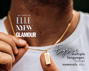 Collier pour homme personnalisé en or véritable 18 carats cadeau pour lui - date, nom, collier initiale pour homme, collier personnalisé pour homme coordonnées cadeau d'anniversaire