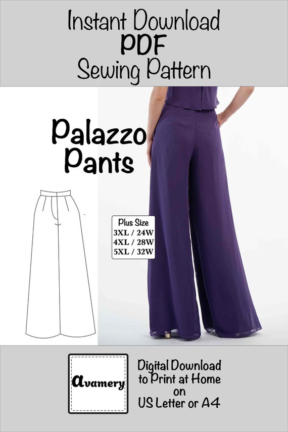 Palazzo Pants 3XL 4XL 5XL PDF Sewing Pattern Plus Size Flare Etsy