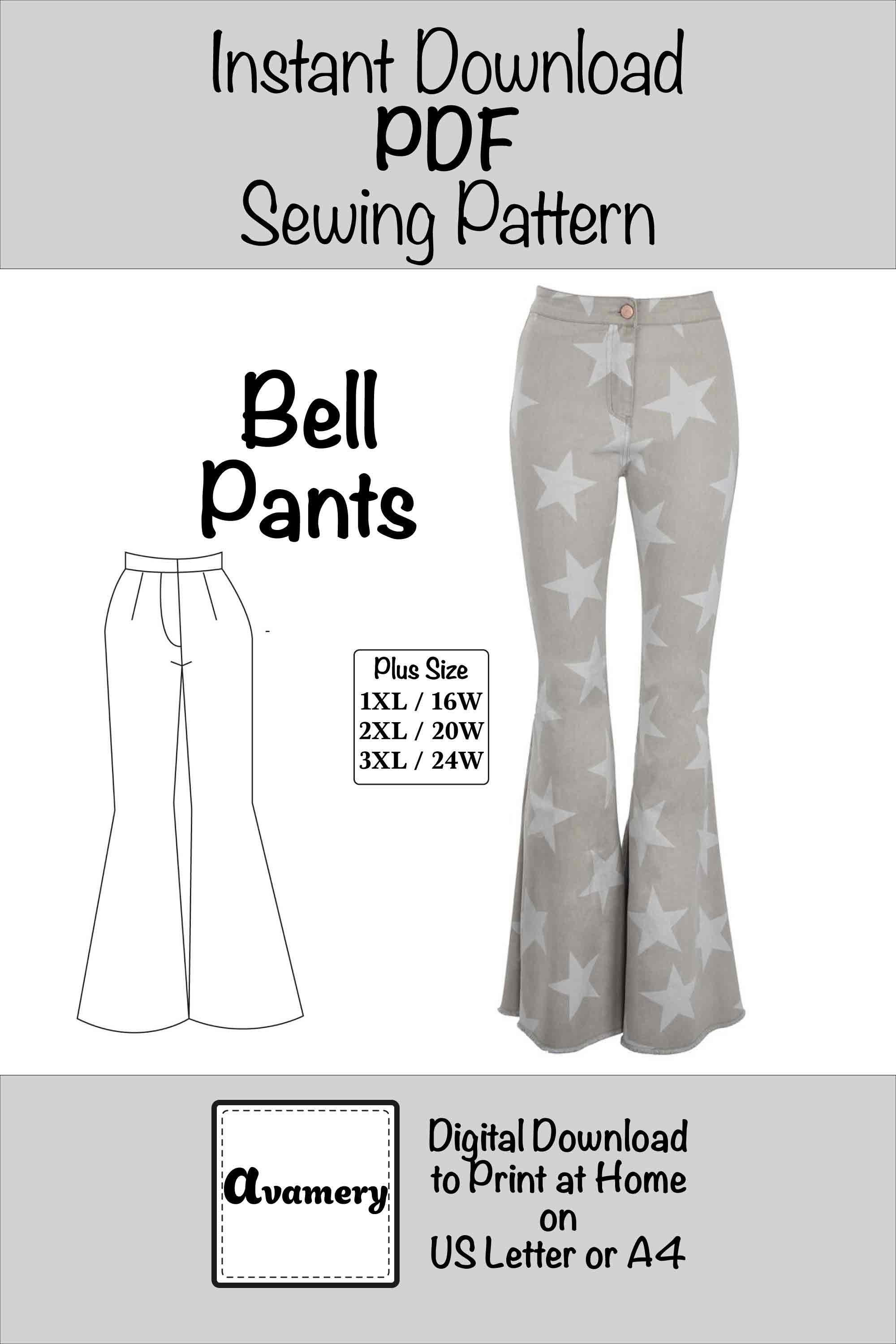 bell-bottom-pants-1xl-2xl-3xl-pdf-sewing-pattern-flared-women-etsy