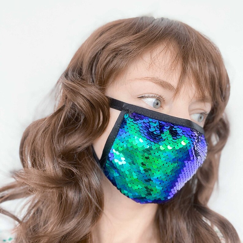 Sparkle Face Mask Reversible Sequins Mask Glitter Protective Etsy