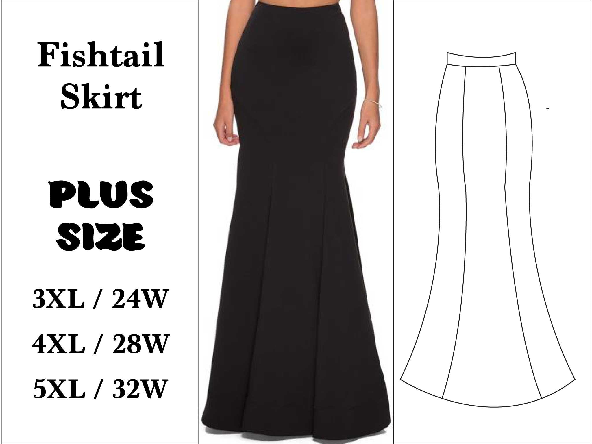 Fishtail Skirt 3XL 4XL 5XL PDF Sewing Pattern Mermaid Wedding Etsy
