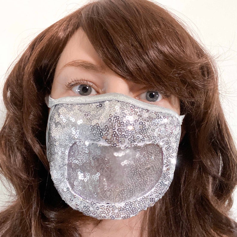 Bling Sequin Mask Clear Mouth Mask Anti Fog Reusable Shiny Etsy