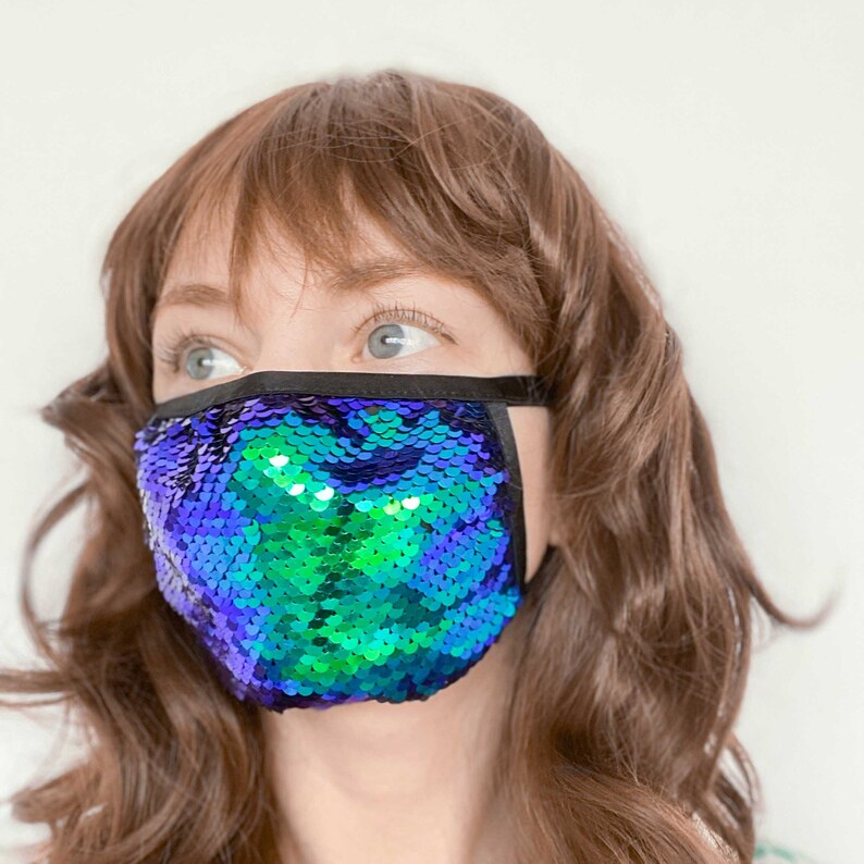 Sparkle Face Mask Reversible Sequins Mask Glitter Protective Etsy