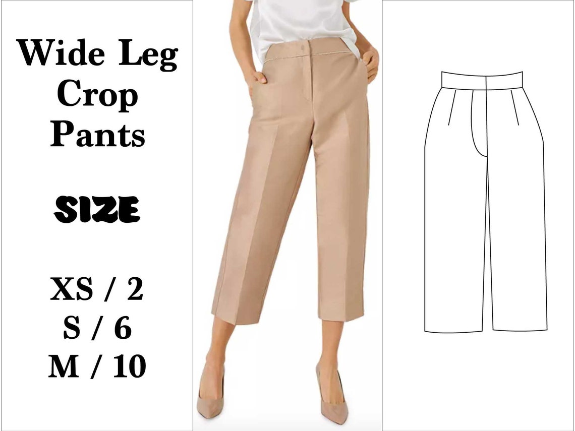 Capri Pants XS S M PDF Sewing Pattern Wide Leg Trousers High | Etsy
