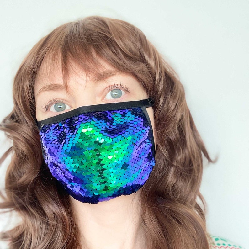 Sparkle Face Mask Reversible Sequins Mask Glitter Protective Etsy
