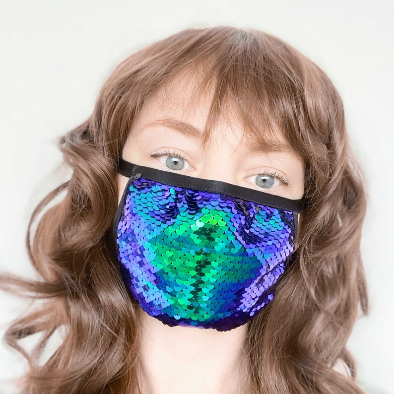 Sparkle Face Mask Reversible Sequins Mask Glitter Protective Etsy