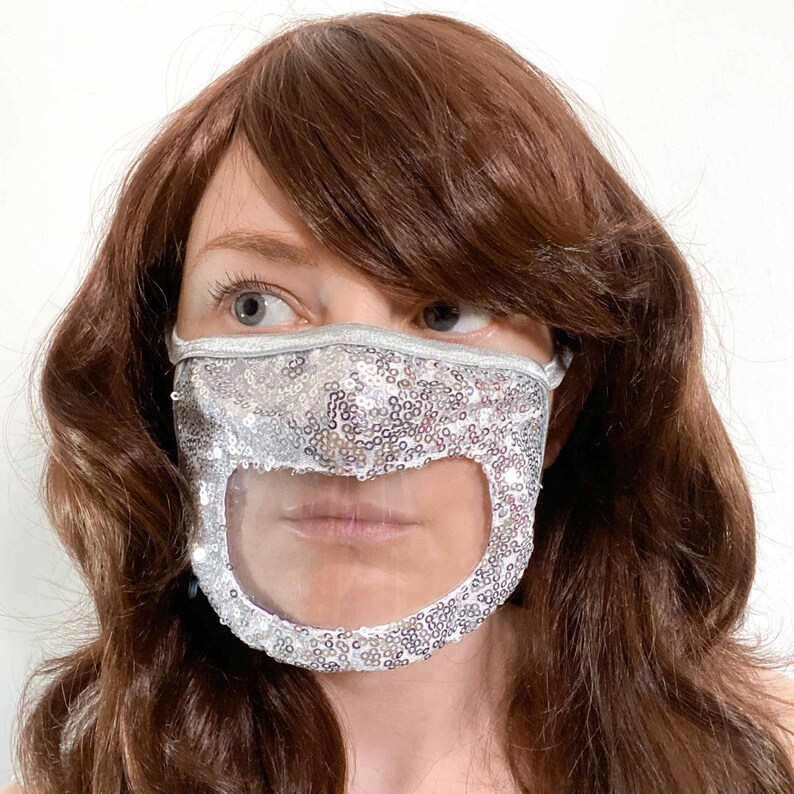 Bling Sequin Mask Clear Mouth Mask Anti Fog Reusable Shiny Etsy
