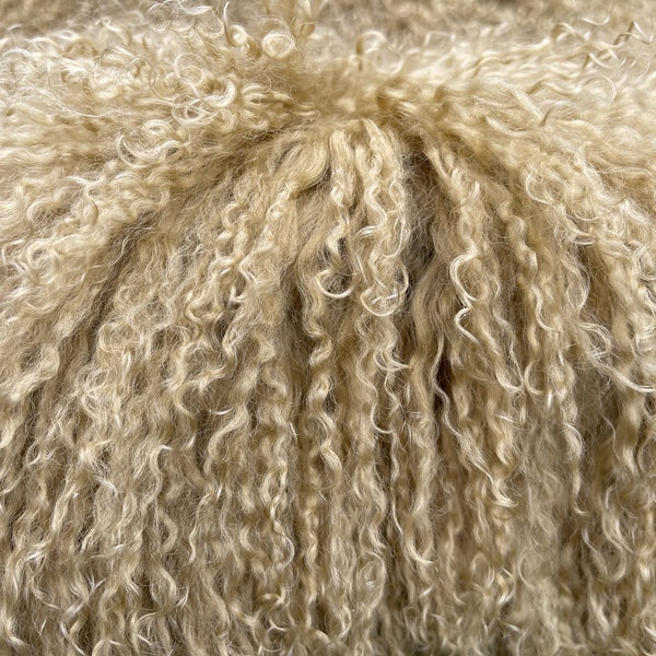 Weizen Blonde Tibetanische Lockige Lamm Mongolische Weiche Echtpelz Puppenhaar Reroot Perücken