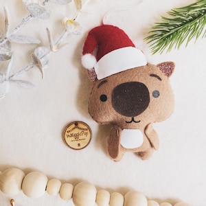Wool felt festive Wombat Christmas ornament | Australian native animal