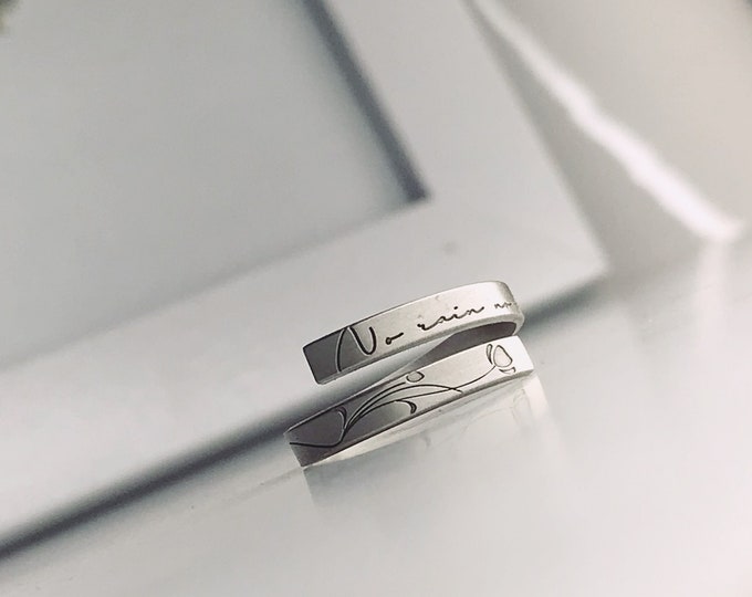 No rain , no flowers - adjustable silver ring