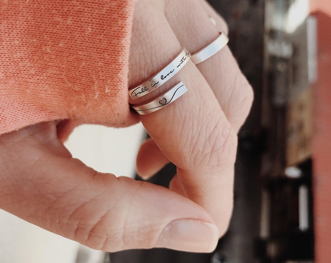 Fall in love - adjustable silver ring