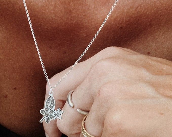 Coffee Flower - handmade minimal necklace - silver 925 - chain - brewing - special gift