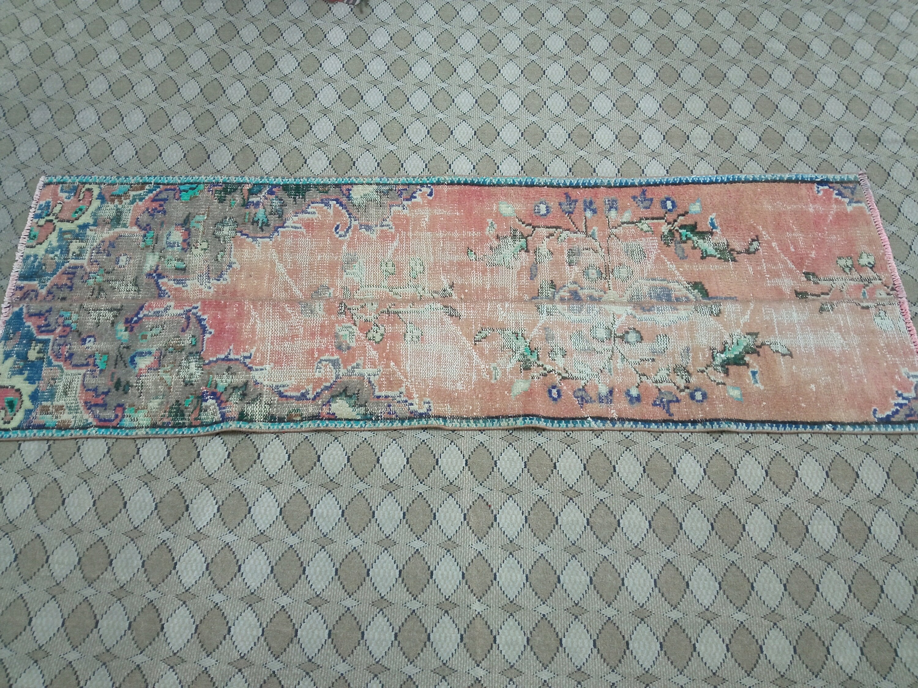 Pink Runner Rug 2.2x6.5 ftPatchwork vintage rugoushak runnr Etsy
