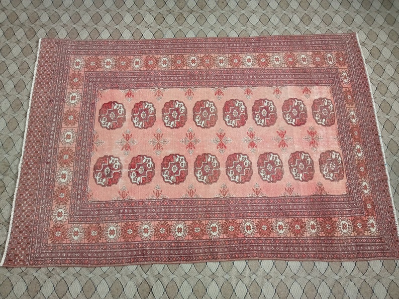 Pink Persian Rug 3.9x5.8ft,handmade rug,wool rug,living room rug,small persian rug,oriential rug,tribal rug,home decor,bohemian rug,boho rug