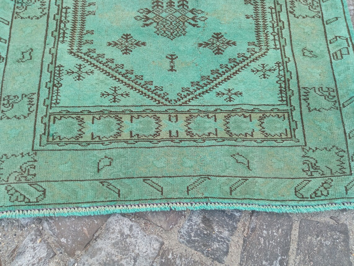 Türkischer Grüner Teppich 28x444 ft Vintage türkischer | Etsy