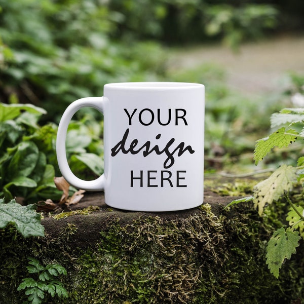 Coffee Cup Mug Mockup - Country Garden Weeds Styled Stock Photography Gardener, Mug Photo Graphic Design Mock Up, JPG Digital Download