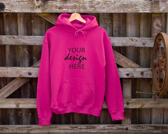 Heliconia Pink Hoodie Mockup Gildan 18500 Mockup Gildan Hoodie