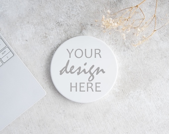 Round Coaster Mockup Coffee Cup Coaster Mock up Stock Photo Rustic Mockup Ceramic Coaster Mockup Wedding Mock Up JPG Digital Download