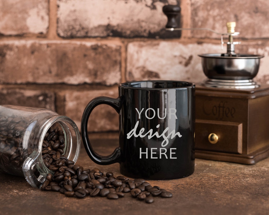 4 Mug Mockups Black Coffee Cup Mockup Coffee Mock up Mug